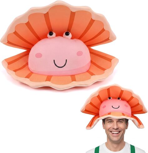 Chicingyou Clam Costume Hat Novelty Shell Headwear Under the Sea Costume Novelty Adult Hats for Holiday Costumes, Halloween Cosplay Party, Photo Props or Daily Fun Accessories in Saudi Arabia