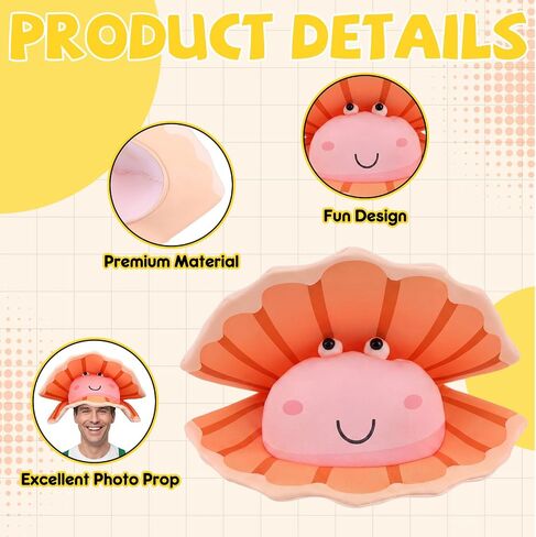 Chicingyou Clam Costume Hat Novelty Shell Headwear Under the Sea Costume Novelty Adult Hats for Holiday Costumes, Halloween Cosplay Party, Photo Props or Daily Fun Accessories in Saudi Arabia