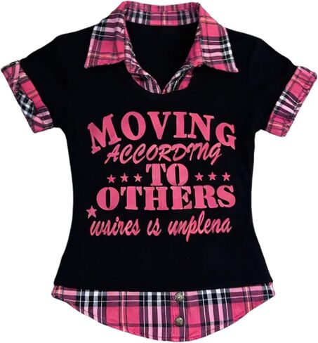 2000s Tops Y2k Grunge Shirts Alt Emo Clothes Teen Girls Cutecore Harajuku Graphic Tees Goth Whimsy Twee Short Sleeve Top in Saudi Arabia