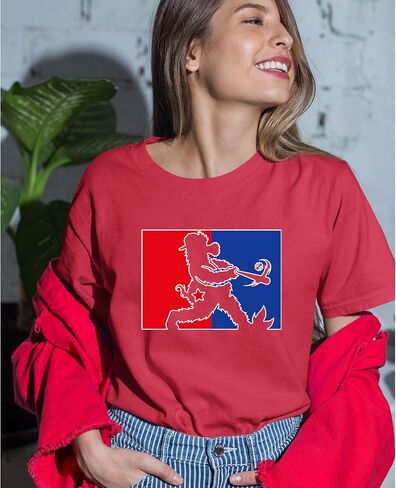 Batter Up Philly Baseball Phan Womens T-Shirt, Soft Cotton, Graphic Tee in Saudi Arabia