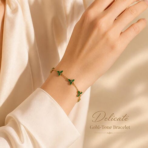 Three Leaf Clover Bracelet for Women 18K Gold Plated Stainless Steel Lucky 3 Leaf Gold Link Bracelet Jewelry Gift for Women Green clover bracelet in Kuwait