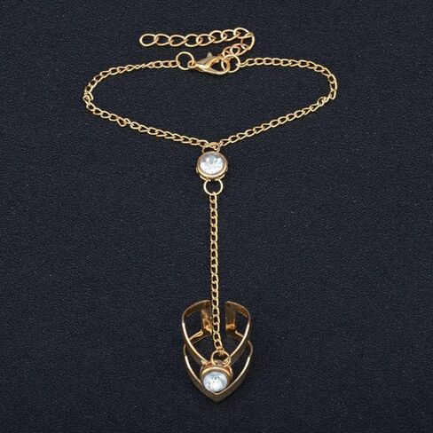 Bethynas Boho Gold Link Bracelet with Slave Finger Ring Vintage Bohemian Crystal Hand Harness Dainty Gold Ring Hand Chain for Women in Kuwait