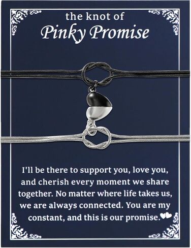Ankiyabe Couples Love Knot Chain Bracelet with Matching Heart Charm Pinky Promise Ralationship Gift for Boyfriend Girlfriend Husband Wife Long Distance in Kuwait
