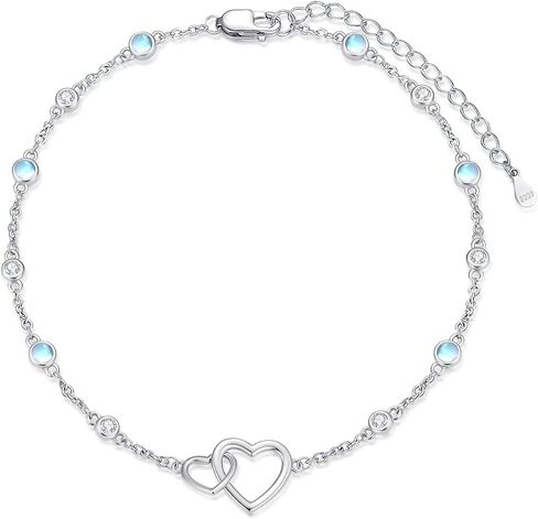 YYB Moonstone Bracelets for Women Love Heart Moonstone Adjustable Link Bracelet Summer Jewelry Anniversary Birthday Mothers Day Gifts for Mom Her Girlfriend Sister in Saudi Arabia