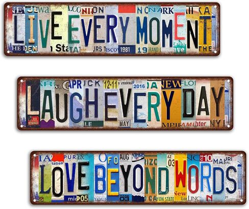 Vintage Live Every Moment,Laugh Every Day,Love Beyond Words Wall Decor Street Signs Family Metal Tin Signs Set of 3 in Saudi Arabia
