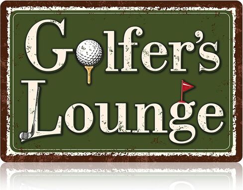 Golfers Lounge Metal Sign, 30x20cm/12x8in Tinplate Vintage Golf Lounge Wall Art Decor Accessories Supplies with Safer Rounded Corners and Pinholes for Club Room Home Bar Clubhouse or Man Cave in Saudi Arabia