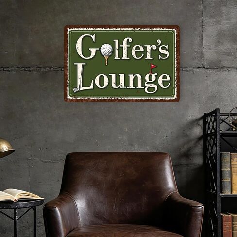 Golfers Lounge Metal Sign, 30x20cm/12x8in Tinplate Vintage Golf Lounge Wall Art Decor Accessories Supplies with Safer Rounded Corners and Pinholes for Club Room Home Bar Clubhouse or Man Cave in Saudi Arabia