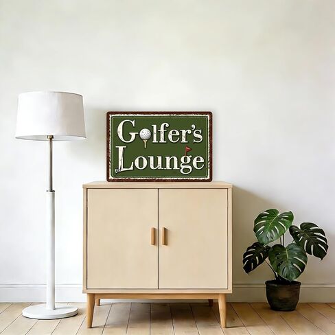 Golfers Lounge Metal Sign, 30x20cm/12x8in Tinplate Vintage Golf Lounge Wall Art Decor Accessories Supplies with Safer Rounded Corners and Pinholes for Club Room Home Bar Clubhouse or Man Cave in Saudi Arabia