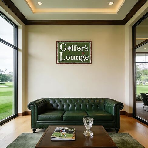 Golfers Lounge Metal Sign, 30x20cm/12x8in Tinplate Vintage Golf Lounge Wall Art Decor Accessories Supplies with Safer Rounded Corners and Pinholes for Club Room Home Bar Clubhouse or Man Cave in Saudi Arabia