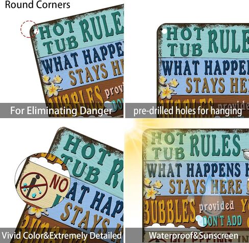Viodenl Metal Sign Hot Tub Rules Tin Vintage Bar Home Bathroom Pool and Patio Decor Wall Decoration 12x8 Inches in Saudi Arabia