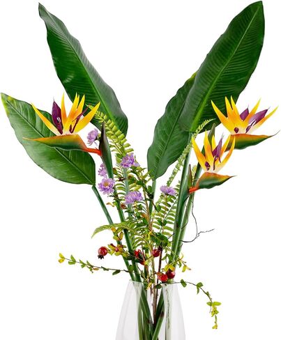 Artificial Bird of Paradise Flowers Rubber Strelitzia 32'in Long Stem Flower 3 Pcs,Suitable for DIY Home Decor Party Theme Display (Orange) in Saudi Arabia