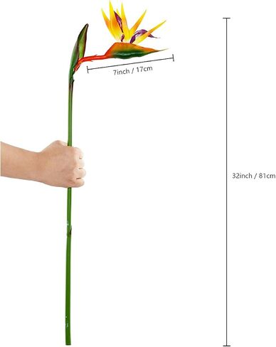 Artificial Bird of Paradise Flowers Rubber Strelitzia 32'in Long Stem Flower 3 Pcs,Suitable for DIY Home Decor Party Theme Display (Orange) in Saudi Arabia
