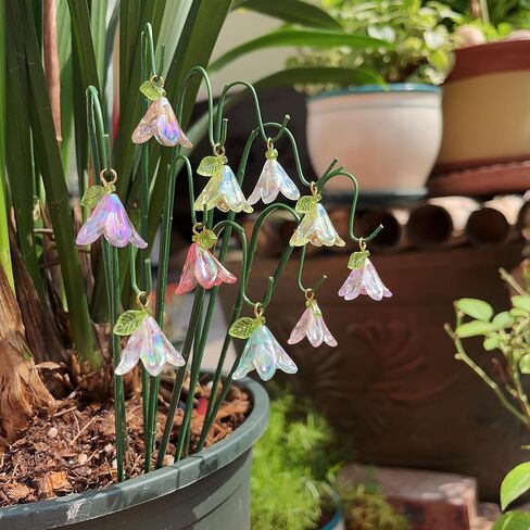 Artificial Flowers Outdoor 10 Stems Lily of the Valley Decorative Picks, UV Resistant Faux Flowers for Potted Plants, Garden, Porch, Planters, Succulent, Bonsai, Yard, Wedding, Summer, Fall,Home Decor in Kuwait