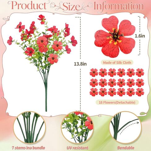 28 Bundles Artificial Flowers for Outdoors Fake Silk Flowers UV Resistant Faux Plastic Plants for Spring Summer Garden Porch Window Box Table Vase Home Indoor Outdoor Decoration, Mixed Color in Saudi Arabia