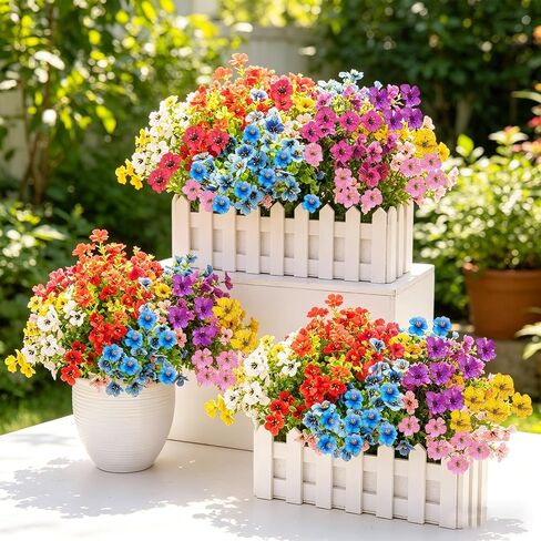 28 Bundles Artificial Flowers for Outdoors Fake Silk Flowers UV Resistant Faux Plastic Plants for Spring Summer Garden Porch Window Box Table Vase Home Indoor Outdoor Decoration, Mixed Color in Saudi Arabia