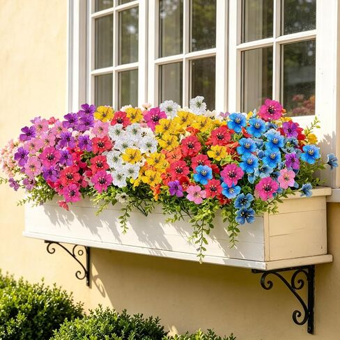 28 Bundles Artificial Flowers for Outdoors Fake Silk Flowers UV Resistant Faux Plastic Plants for Spring Summer Garden Porch Window Box Table Vase Home Indoor Outdoor Decoration, Mixed Color in Saudi Arabia
