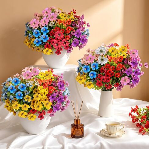 28 Bundles Artificial Flowers for Outdoors Fake Silk Flowers UV Resistant Faux Plastic Plants for Spring Summer Garden Porch Window Box Table Vase Home Indoor Outdoor Decoration, Mixed Color in Saudi Arabia