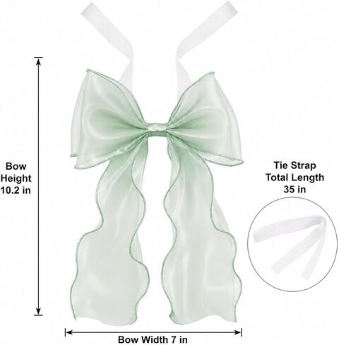 2 Pack Bow Curtain Tiebacks, French Style Silky Ribbon Curtain Holdbacks with Decorative Rope, Elegant Tie Backs for Curtains, Window Drapes, Bedroom Living Room Home Decor (Mint Green) in Saudi Arabia