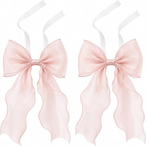 2 Pack Bow Curtain Tiebacks, French Style Silky Ribbon Curtain Holdbacks with Decorative Rope, Elegant Tie Backs for Curtains, Window Drapes, Bedroom Living Room Home Decor (Mint Green) in Saudi Arabia