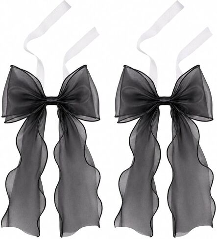2 Pack Bow Curtain Tiebacks, French Style Silky Ribbon Curtain Holdbacks with Decorative Rope, Elegant Tie Backs for Curtains, Window Drapes, Bedroom Living Room Home Decor (Mint Green) in Saudi Arabia