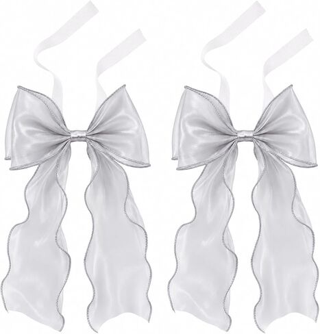 2 Pack Bow Curtain Tiebacks, French Style Silky Ribbon Curtain Holdbacks with Decorative Rope, Elegant Tie Backs for Curtains, Window Drapes, Bedroom Living Room Home Decor (Mint Green) in Saudi Arabia