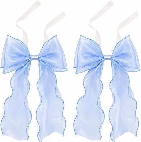 2 Pack Bow Curtain Tiebacks, French Style Silky Ribbon Curtain Holdbacks with Decorative Rope, Elegant Tie Backs for Curtains, Window Drapes, Bedroom Living Room Home Decor (Mint Green) in Saudi Arabia