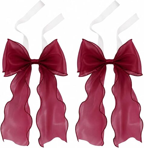 2 Pack Bow Curtain Tiebacks, French Style Silky Ribbon Curtain Holdbacks with Decorative Rope, Elegant Tie Backs for Curtains, Window Drapes, Bedroom Living Room Home Decor (Mint Green) in Saudi Arabia