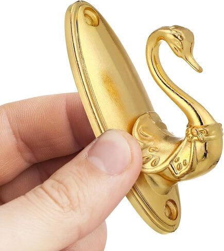 2 Pack Vintage Swan Curtain Holdbacks - Decorative Gold Curtain Tiebacks for Wall, Antique Zinc Alloy Drapery Ties Back Hooks for Window Decor, Gold Wall Mounted Holders in Saudi Arabia