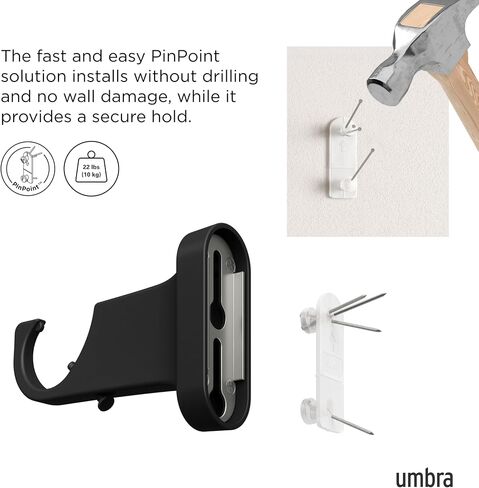 قضيب ستارة Umbra Evie Pin-Point مقاس 42-120 بوصة، أسود/جوز، فولاذ، تركيب بدون مثقاب in Kuwait