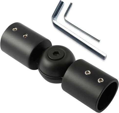 SVNR Heavy Duty 1 Inch Bay Window Corner Curtain Rod Connector, Set of 2 Black Stainless Steel Metal Hinged Elbow Connectors with Screwdriver for Easy Installation in Saudi Arabia