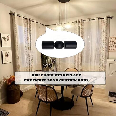 SVNR Heavy Duty 1 Inch Bay Window Corner Curtain Rod Connector, Set of 2 Black Stainless Steel Metal Hinged Elbow Connectors with Screwdriver for Easy Installation in Saudi Arabia
