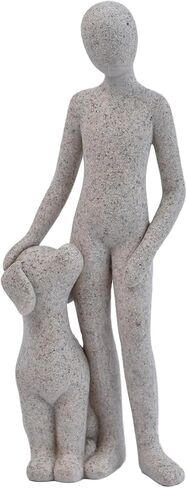 Dog Sculpture Home Decor Cute Man and Dog Statue Decoration for Office、Living Room、Bedroom、Home， Memory Gifts for Pet Lovers (C) in Saudi Arabia