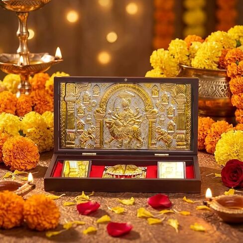 Foldable Maa Durga Pocket Temple Large | Portable Mandir for Pooja Room, Travel & Home Decor | Decorative Maa Durga Temple with Blessings (8.4 x 4.5 x 1.6 Inches) in Saudi Arabia
