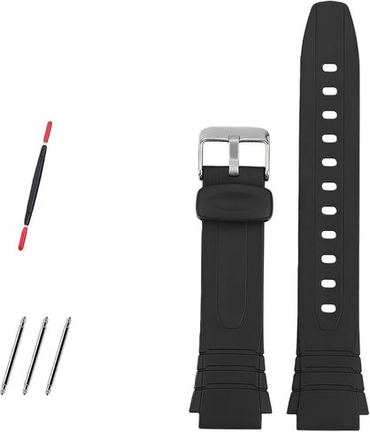 for Casio F-200W-1A Soft Waterproof Silicone Watchband f-200 Rubber Watch Strap 18mm Black Blue Student Resin Wristband Convex,Black Black-18mm in Saudi Arabia