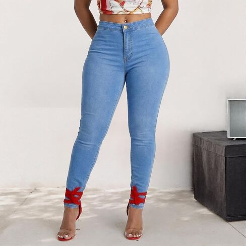 Womens High Waisted Skinny Jean, Stretchy Slim Fit Denim Pants, Comfort Casual Trousers in Kuwait