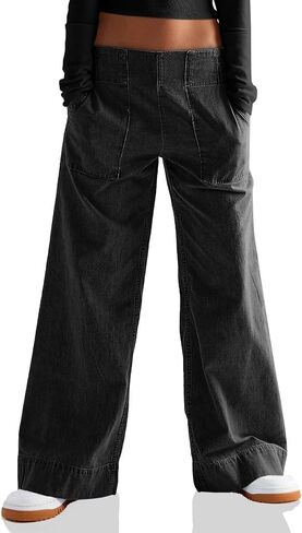 Cicy Bell Womens Wide Legs Baggy Jeans Elastic High Waisted Casual Loose Boyfriend Denim Pants with Pockets in Kuwait