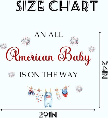 All American Baby is on the Way Baby Shower Decal - 4th of July Theme with Fireworks and Stars Wall Decoration, Patriotic Party Independence Day Decal (AME Baby Decal) in Saudi Arabia