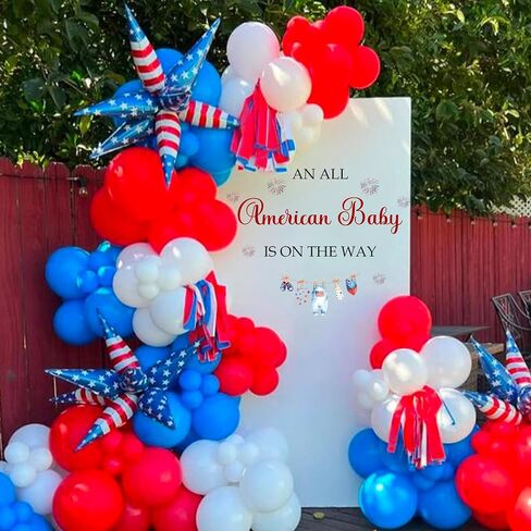 All American Baby is on the Way Baby Shower Decal - 4th of July Theme with Fireworks and Stars Wall Decoration, Patriotic Party Independence Day Decal (AME Baby Decal) in Saudi Arabia