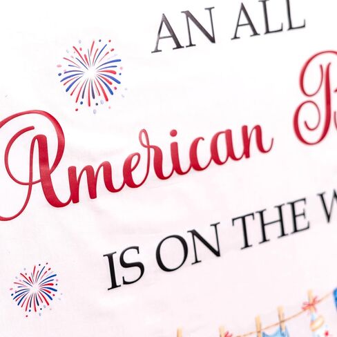 All American Baby is on the Way Baby Shower Decal | 4th of July Theme with Fireworks and Stars Wall Decoration, Patriotic Party Independence Day Decal in Saudi Arabia