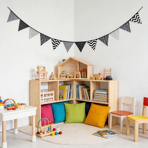 10.5 Feet Triangle Flag Banner Bunting Pennant for Kids Teepee Tent,Party and Room Decoration,12 Pcs Double Sided Cotton Fabric Flag Decoration in Saudi Arabia