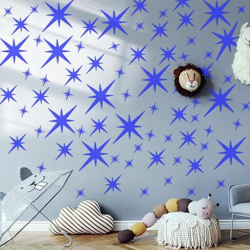 42Pcs Star Wall Stickers Acrylic Mirror Wall Stickers Set Star Shape Decorative Removable Wall Decals for Room Decor(Black) in Kuwait