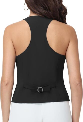 Vest Tops for Women V Neck Racerback Suit Vest | Button Down, Blazer Waistcoat, Dressy Casual in Kuwait