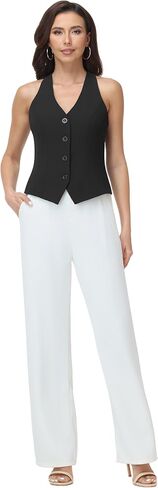 Vest Tops for Women V Neck Racerback Suit Vest | Button Down, Blazer Waistcoat, Dressy Casual in Kuwait