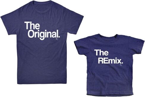 The Original The Remix, Matching Shirts, Father's Gift Set, Dads Birthday Shirt, Gifts for New Dads, Men T-Shirts Navy in Saudi Arabia