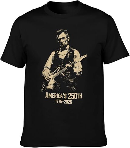 leeda Abraham Lincoln Playing Guitar 250th Anniversary USA T-Shirt in Saudi Arabia