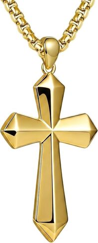 Cross Necklace for Women Men 14K Gold Pendant Jewelry with Rolo Chain Christian Religious Baptism First Communion Necklace in Kuwait