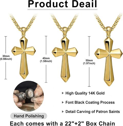 Cross Necklace for Women Men 14K Gold Pendant Jewelry with Rolo Chain Christian Religious Baptism First Communion Necklace in Kuwait