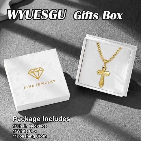 Cross Necklace for Women Men 14K Gold Pendant Jewelry with Rolo Chain Christian Religious Baptism First Communion Necklace in Kuwait
