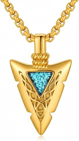 Arrowhead Necklace Crushed Turquoise Inlay Protection Courage Totem Arrow Jewelry Gift for Men Women in Saudi Arabia