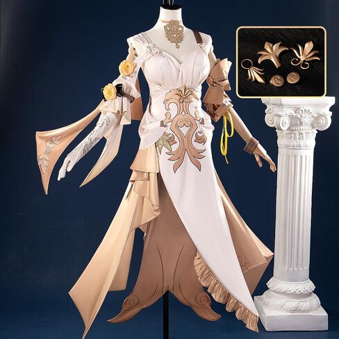 Aglaea Cosplay Honkai Star Rail Women Costumes Full Set Golden Dress Outfit for Game Halloween Party in Saudi Arabia